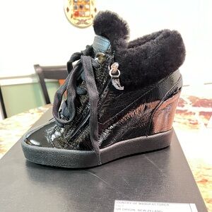 Giuseppe Zanotti, black patten wedge sneaker